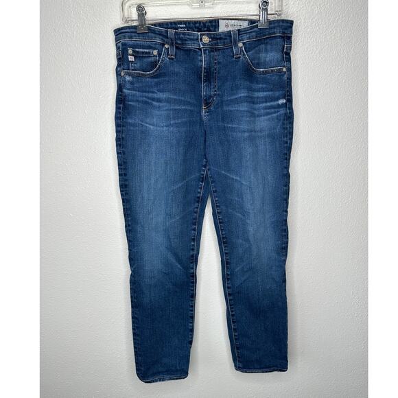 AG Medium Dark Wash Prima Cigarette Leg Whiskered Jeans 30R - Picture 1 of 13